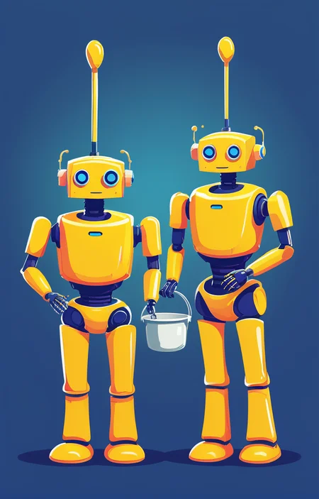 masterpiece,best quality,<lora:tbh20-sdxl:0.9>,illustration, portrait of Housework robots