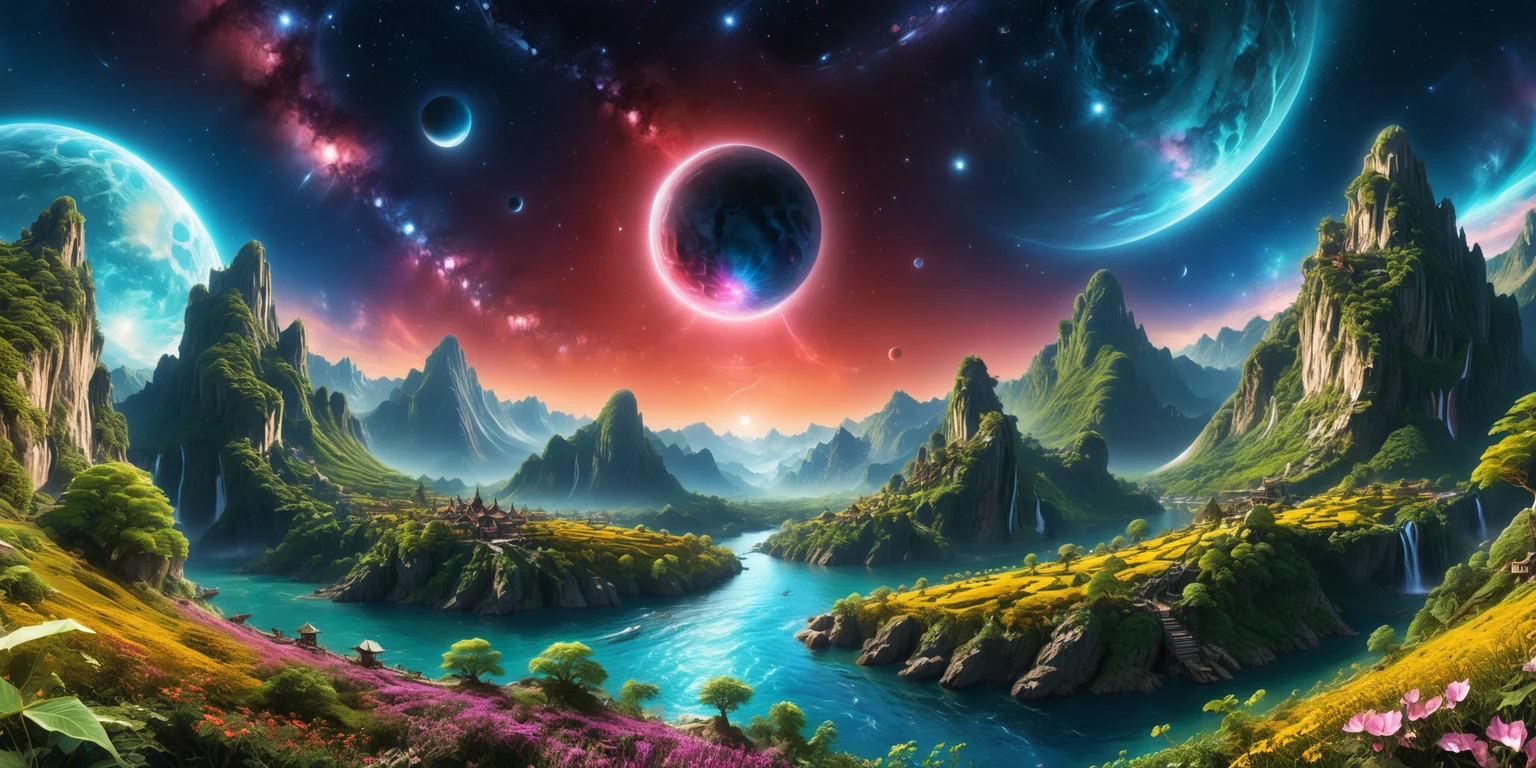 masterpiece,realistic,best quality,on a distant planet orbiting a red dwarf star,multiple immense alien sky scrapers sit atop multiple mountains separated by valleys and rivers and lakes,in the sky a brilliant clear sky presents nebulae and galaxies interspersed with oddly shaped non circular moons,partial and total eclipses,psychedelic vivid colors,advanced societies with high tech future style,<lora:Detail Slider V2 By Stable :1.4>,<lora:detailed_notrigger:1>,extremely detailed,
zPDXL,ziprealism,ImgFixerPre0.3,<lora:SDXLFaeTastic2400:1>,<lora:RMSDXL_Enhance:1>,<lora:ral-3dwvz-sdxl:0.4>,ral-3dwvz,<lora:sdxl_photorealistic_slider_v1:1>,<lora:DonMC3l3st14l3xpl0r3rsXL:0.7>,donmc3l3st14l3xpl0r3rsxl,