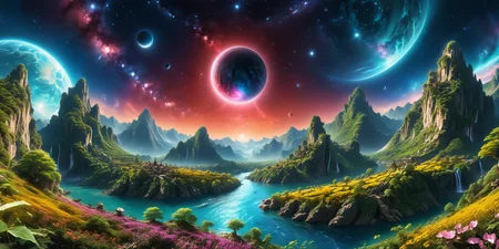 masterpiece,realistic,best quality,on a distant planet orbiting a red dwarf star,multiple immense alien sky scrapers sit atop multiple mountains separated by valleys and rivers and lakes,in the sky a brilliant clear sky presents nebulae and galaxies interspersed with oddly shaped non circular moons,partial and total eclipses,psychedelic vivid colors,advanced societies with high tech future style,<lora:Detail Slider V2 By Stable :1.4>,<lora:detailed_notrigger:1>,extremely detailed,
zPDXL,ziprealism,ImgFixerPre0.3,<lora:SDXLFaeTastic2400:1>,<lora:RMSDXL_Enhance:1>,<lora:ral-3dwvz-sdxl:0.4>,ral-3dwvz,<lora:sdxl_photorealistic_slider_v1:1>,<lora:DonMC3l3st14l3xpl0r3rsXL:0.7>,donmc3l3st14l3xpl0r3rsxl,