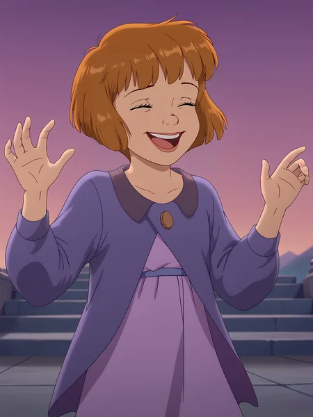 london, 1girl, <lora:Jane Darling (Peter Pan):0.85> janedarling, laughing