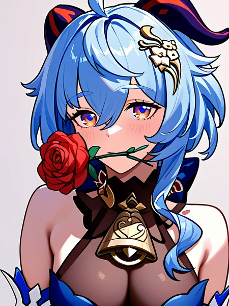 ,1girl,solo,kuchinihana,,rose,flower,ganyu \(genshin impact\),upper_body,<lora:genshin_pony_v1>,<lora:kuchinihana3:0.8>, score_9,score_8_up,score_7_up,