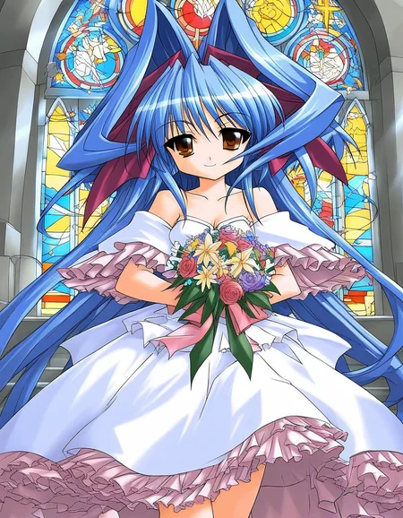 score_9, score_8_up, score_7_up, source_anime, rating_explicit, BREAK <lora:Shion_mahjong_XL:1> Shion_mahjong, very long hair, blue hair, hair bow, hair intakes, brown eyes, short stack,
wedding dress, church, flower, bouquet, church, Stained glass,holylight,
looking at viewer,
cowboyShot,