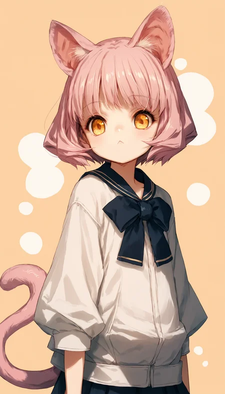 score_9, score_8_up, score_7_up, score_6_up, score_5_up, score_4_up, rating_safe, source_anime, hitomaru_style, hitomaru_face,
BREAK
1girl, solo, pink hair, animal ears, animal tail, golden eyes, close up, dark abstract background, <lora:hito pony-000020:1>