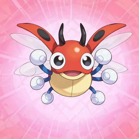 2d, solo, Pokemon (creature), Ledyba, insect, blue arms, white hands, multicolored body, red head, black antennae, black eyes, big pupils, wings open,
BREAK open mouth smile, flying, abstract background
BREAK best quality, amazing quality, very aesthetic, absurdres, newest, high quality, masterpiece