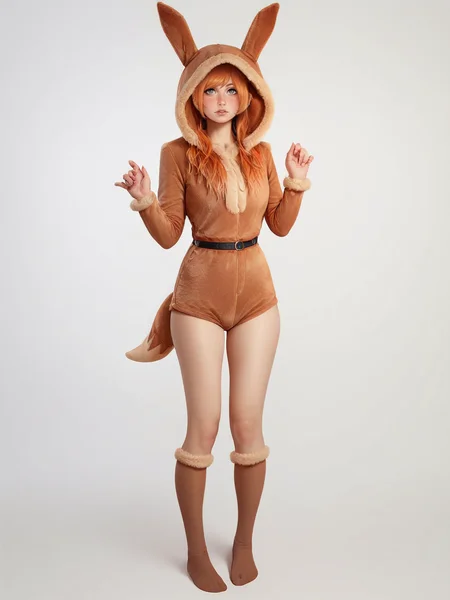 score_9, score_8_up, score_7_up, score_6_up, score_5_up, score_4_up, 1girl, <lora:33v33XLP:0.6> 33v33, onesie, ears, tail, knee high socks, hood up, full body, ginger hair, long hair, curvy