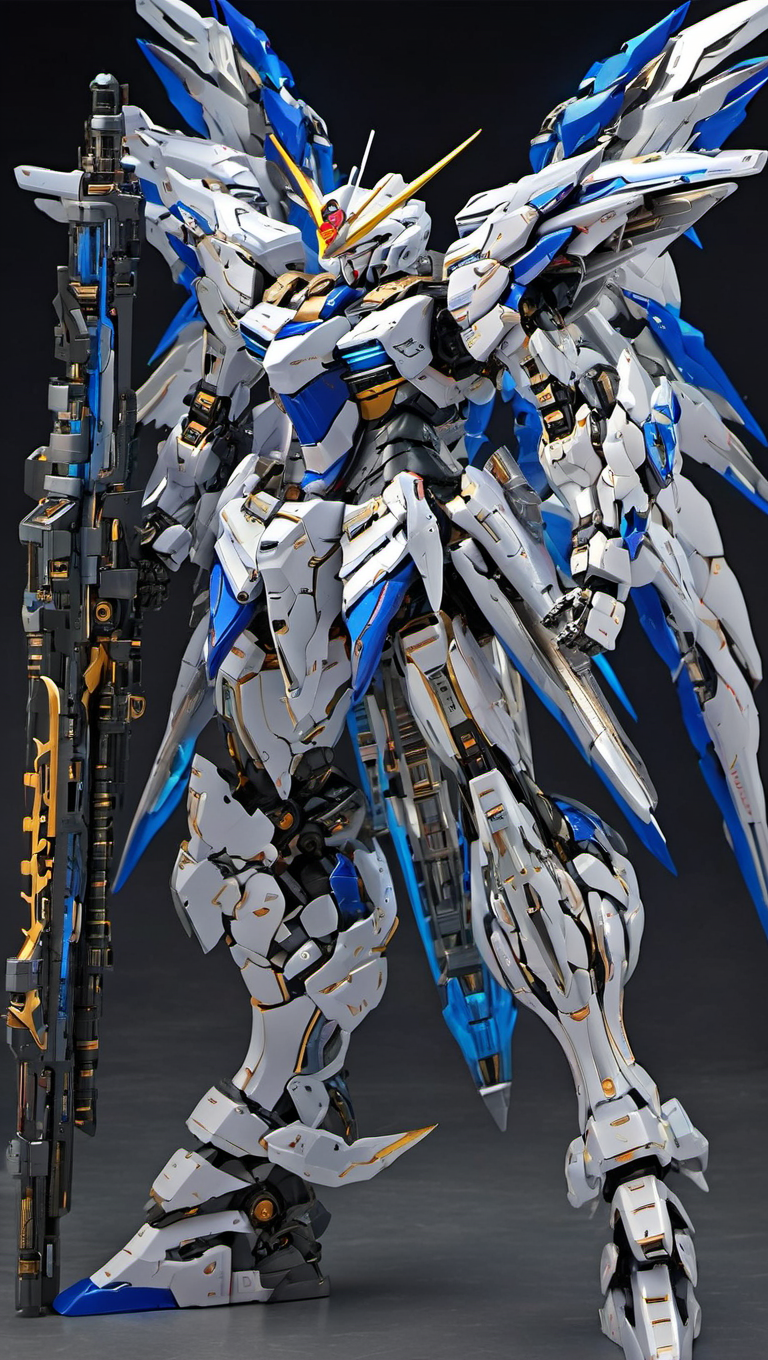 mecha robot, mecha armor, full armor, (grey silver color scheme:1.2),glowing blue eyes, city, (full body:1.2),clenched hand, (gundam:1), mechanical parts, robot joints,(huge shield:1.2),best quality, masterpiece, highly detailed, ultra-detailed,(battle-ready:1.2),(powerful stance:1.3),(Detailed eye description:1.2),(huge mechanical weapon:1.3),(detailed armor description:1.2),(detailed shield description:1.2),(detailed weapon description:1.2),(huge mechanical gun:1.2),(holding gun and weapon :1.3) <lora:srdxl_v07ux2:0.8>