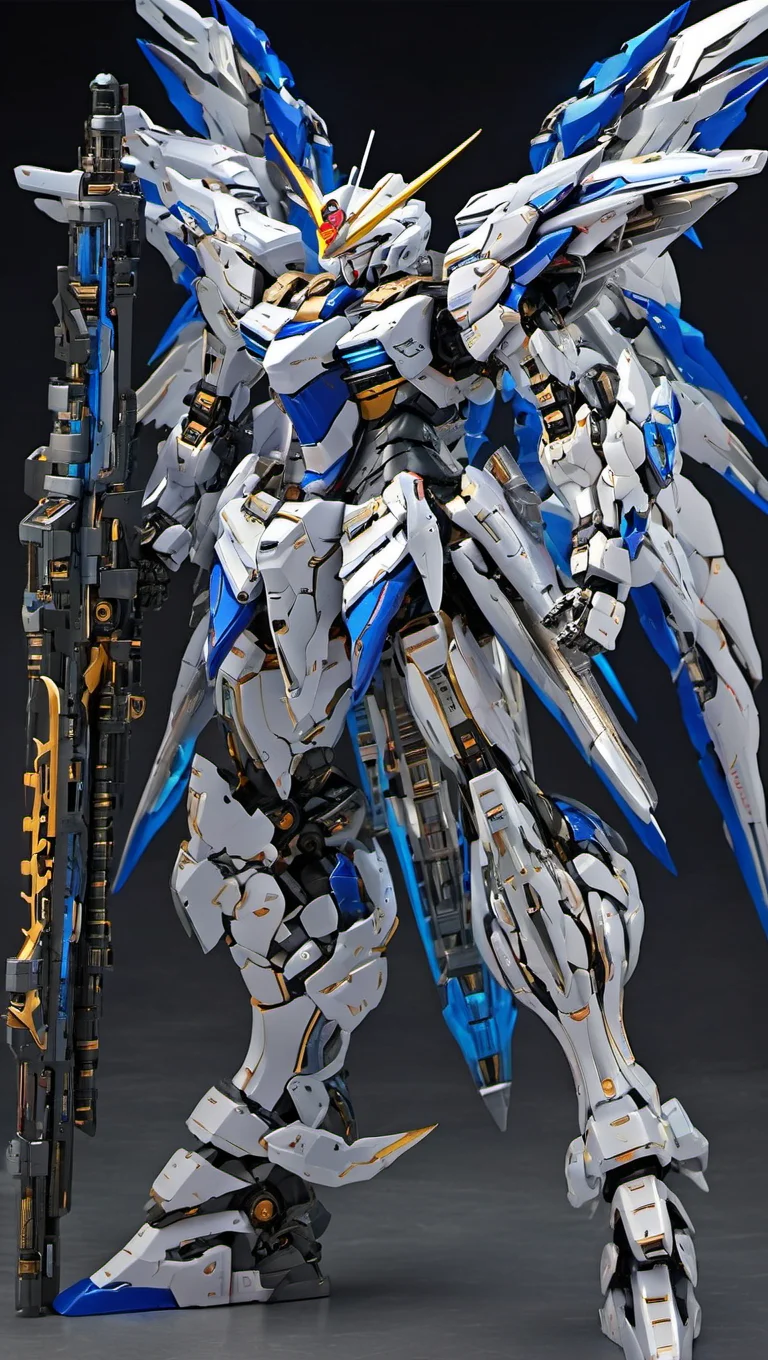 mecha robot, mecha armor, full armor, (grey silver color scheme:1.2),glowing blue eyes, city, (full body:1.2),clenched hand, (gundam:1), mechanical parts, robot joints,(huge shield:1.2),best quality, masterpiece, highly detailed, ultra-detailed,(battle-ready:1.2),(powerful stance:1.3),(Detailed eye description:1.2),(huge mechanical weapon:1.3),(detailed armor description:1.2),(detailed shield description:1.2),(detailed weapon description:1.2),(huge mechanical gun:1.2),(holding gun and weapon :1.3) <lora:srdxl_v07ux2:0.8>