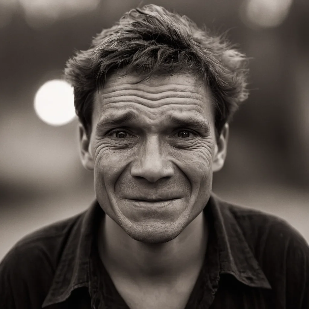cinematic film still of <lora:shell shock style:1>
A cinematic Kodak Fujifilm picture of a man with a very wrinklesy face and a black shirt, sharp, detailed, cinematic, sad, depressed, wrinkly, tired, fatigue, unhappy, glum, melancholy, miserable, sorrowful, dejected, disconsolate, downhearted, downcast, realism, realistic, dispirited, desolate, oppressed, panic, fear, Combat stress reaction, shell shock style, solo, looking at viewer, smile, 1boy, closed mouth, monochrome, greyscale, male focus, artist name, blurry, blurry background, portrait, web address, old, wrinkled skin, teeth, grin, watermark, sepia, old man
, shallow depth of field, vignette, highly detailed, high budget, bokeh, cinemascope, moody, epic, gorgeous, film grain, grainy