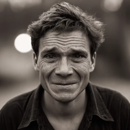 cinematic film still of <lora:shell shock style:1>
A cinematic Kodak Fujifilm picture of a man with a very wrinklesy face and a black shirt, sharp, detailed, cinematic, sad, depressed, wrinkly, tired, fatigue, unhappy, glum, melancholy, miserable, sorrowful, dejected, disconsolate, downhearted, downcast, realism, realistic, dispirited, desolate, oppressed, panic, fear, Combat stress reaction, shell shock style, solo, looking at viewer, smile, 1boy, closed mouth, monochrome, greyscale, male focus, artist name, blurry, blurry background, portrait, web address, old, wrinkled skin, teeth, grin, watermark, sepia, old man
, shallow depth of field, vignette, highly detailed, high budget, bokeh, cinemascope, moody, epic, gorgeous, film grain, grainy