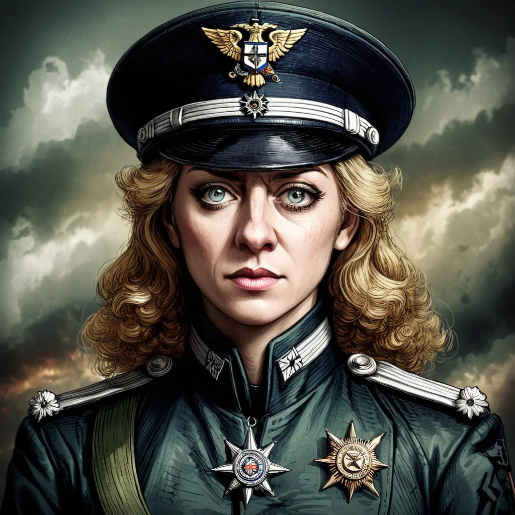 portrait of youjo senki tanya degurechaff wearing a military hat,art by llbreton, <lora:LLbretonXL-000004:1>