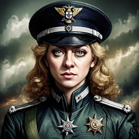 portrait of youjo senki tanya degurechaff wearing a military hat,art by llbreton, <lora:LLbretonXL-000004:1>