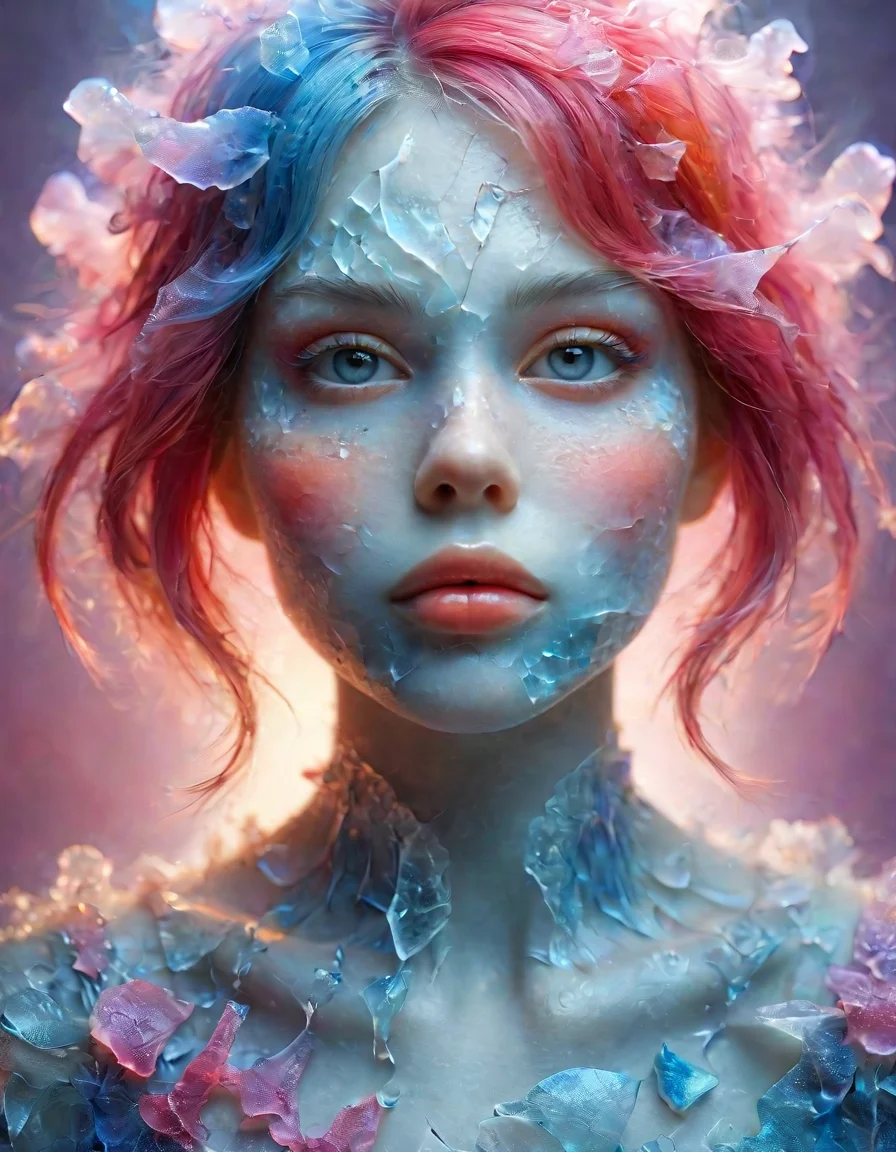 best quality, Dirty (Yuki:1.1) , Pilgrim, spontaneous, vivid imagination, glowing, Italian modernism, dreamlike and mysterious, delicate and precise linework, <lora:sdxl_lightning_8step_lora:1>, <lora:ral-milkyglass:0.95> made out of ral-milkyglass, cute, dynamic background, beautiful detailed, cool colors, sharp focus, vivid colors, epic