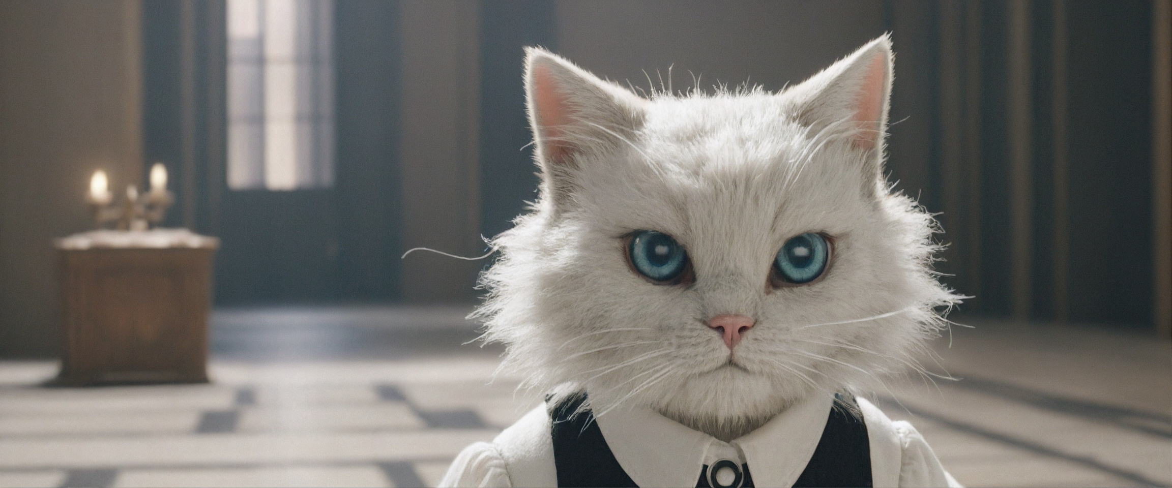 a  cat   wearing a  maid outfit  in the  dungeon , highly detailed, perfect detailed eyes, a  punk rock girl  wearing a  pajamas  in the  park , highly detailed, perfect detailed eyes
