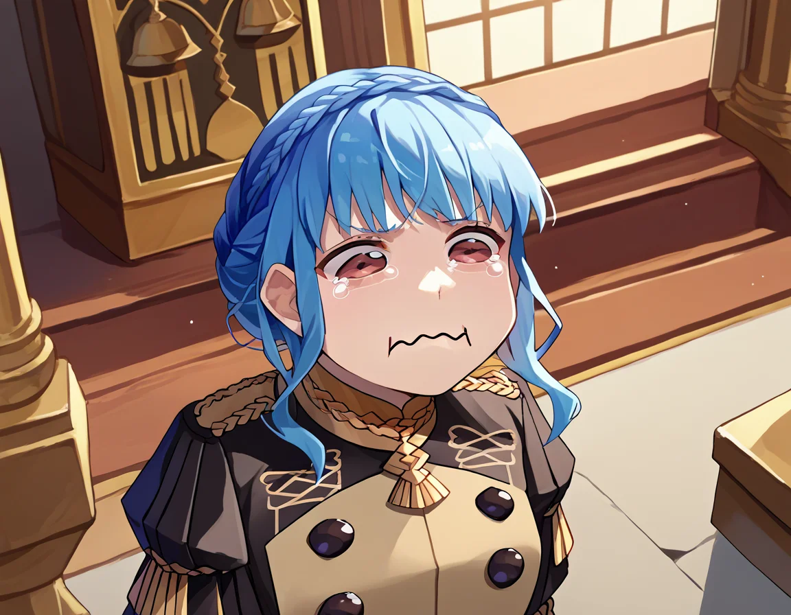 score_9, score_8_up, score_7_up, source_anime, solo, 1girl, marianneuniform, aquacrying, wavy mouth, closed mouth, tearing up, crown braid, garreg mach monastery uniform, epaulettes <lora:concept_aquacrying_ponyXL:1> <lora:fireemblem_marianne_ponyXL:1>