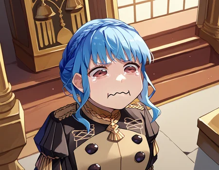 score_9, score_8_up, score_7_up, source_anime, solo, 1girl, marianneuniform, aquacrying, wavy mouth, closed mouth, tearing up, crown braid, garreg mach monastery uniform, epaulettes <lora:concept_aquacrying_ponyXL:1> <lora:fireemblem_marianne_ponyXL:1>