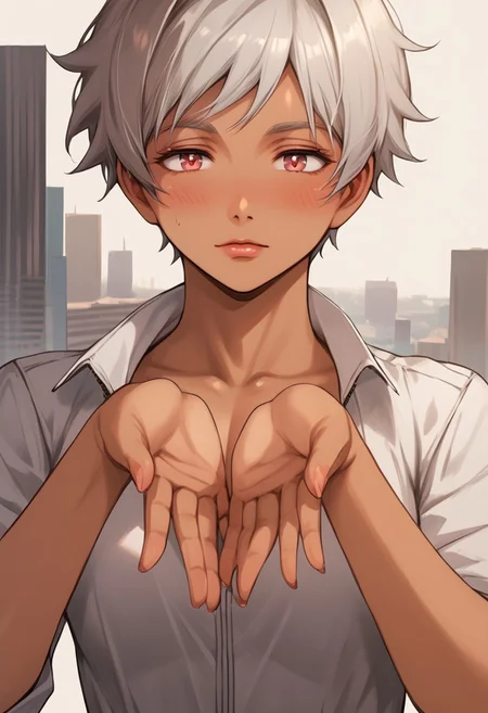 score_9, score_8_up, score_7_up, solo, 1girl, grey hair, dark-skinned female, blush, , Big Breast, short hair, city, jumpsuit brown,
<lora:add-detail-xl:1.0> ,(((feminine bodies))),(((perfect anatomy))), (((correct arms))), (((correct hands))), detailed eyes、detailed face and detailed skin <lora:add-detail-xl:1.0>,,dark skin, Dark Skin Female, Dark elf