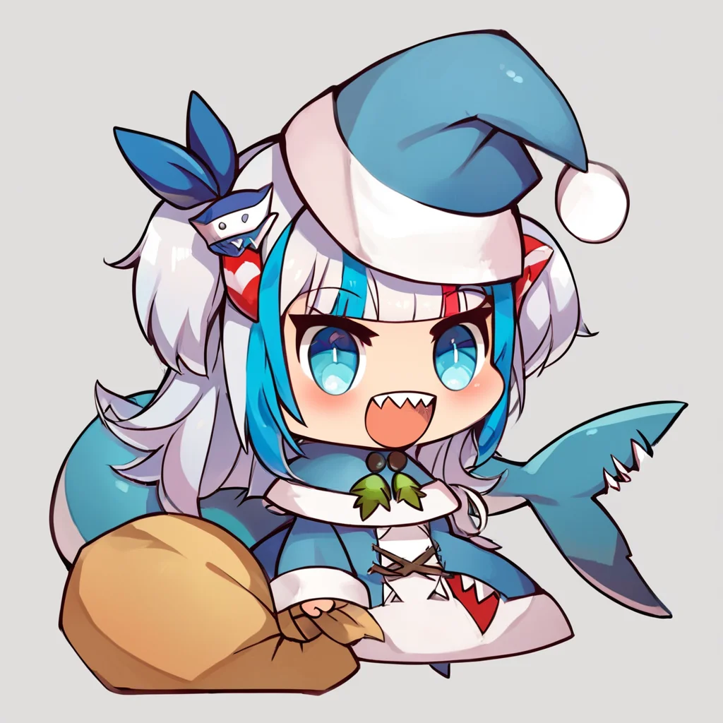 score_9, score_8_up, score_8, ,,, zzPadoru, Gwar Gura, 1girl, long hair, blush, smile, open mouth, blue eyes, simple background, hair ornament, long sleeves, white background, holding, blue hair, standing, tail, full body, :d, grey hair, teeth, wide sleeves, blunt bangs, two side up, streaked hair, sleeves past wrists, blue headwear, meme, fish tail, shark tail, shark girl, shark hair ornament, holding sack ,<lora:PadoruMemePDXL:1.0>, ,,, smile, looking at viewer, ,,, embedding:zPDXL, <lora:SDXLFaeTastic2400:0.5>,