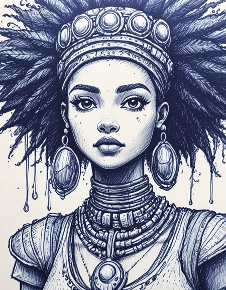 african hydropunk princess novuschroma42 style ballpoint pen drawing <lora:novuschroma42 style_2:1> <lora:sdxl_lightning_8step_lora:1>