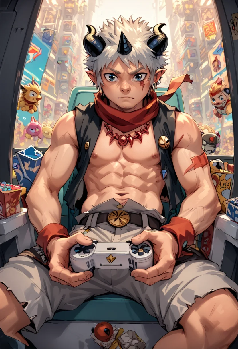 score_9,score_8_up,  <lora:OtherStyle_01:0.6>, <lora:DigimonCharacterPackV05:0.8> aegiomon, source_anime, highly detailed,
arcade,playing games,
