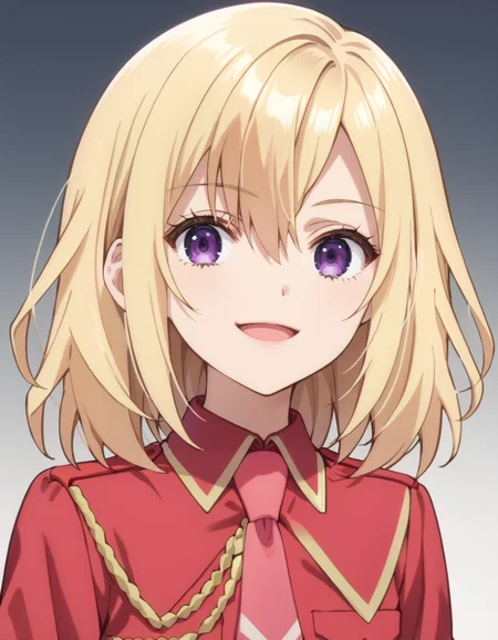 score_9, score_8_up, score_7_up, source_anime, BREAK
1girl, looking at viewer, solo, gradient background, upper body, light smile, slightly open mouth,
jill cervel (yariryuu), short hair, blonde hair, hair between eyes, dark purple eyes,
military uniform, red collared shirt, aiguillette, red necktie,
<lora:jill_cervel-yariryuu_s1_v2-anime-soralz:1>