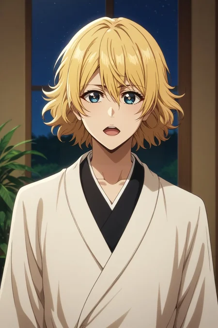 score_9, score_8_up, score_7_up, source_anime, , rating_safe, intricate details, , depth of field, 1girl, Sapphire eyes, ash blonde hair, shaggy hair, , comic book character costume, solo, symmetry, living room, plant, night, crescent moon, standing, open mouth, <lora:bleach_tybw_style_pony:1.06>, bleach_tybw_style, , <lora:sdxl_lightning_8step_lora:1>