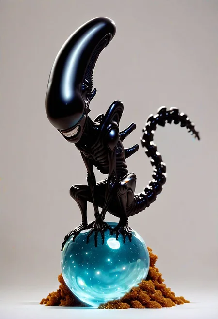 score_9, score_8_up, score_7_up, score_6_up, score_5_up, score_4_up BREAK extremely cute xenomorph queen in space holding black xenoegg, pixar art, disney art, pixar, best quality, beautiful, adorable, 8k, masterpiece, extremely detailed, award winning