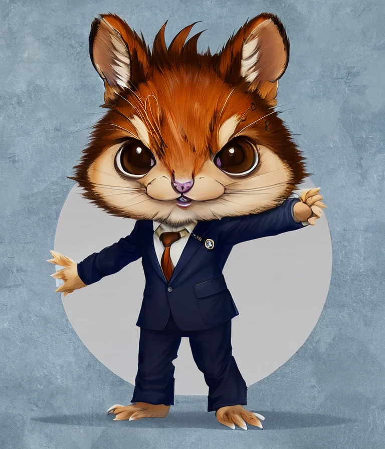 mid-range modelshoot style detail waist up portrait of a cute toon style anthropomorphic furry chipmunk in a suit and tie, by justin gerard and greg rutkowski, chibi style anime, digital art, realistic painting, dnd, character design, trending on artstation, (extremely detailed 8k wallpaper), Smoose2, CHV3CSamurai