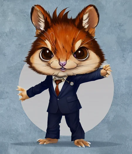 mid-range modelshoot style detail waist up portrait of a cute toon style anthropomorphic furry chipmunk in a suit and tie, by justin gerard and greg rutkowski, chibi style anime, digital art, realistic painting, dnd, character design, trending on artstation, (extremely detailed 8k wallpaper), Smoose2, CHV3CSamurai