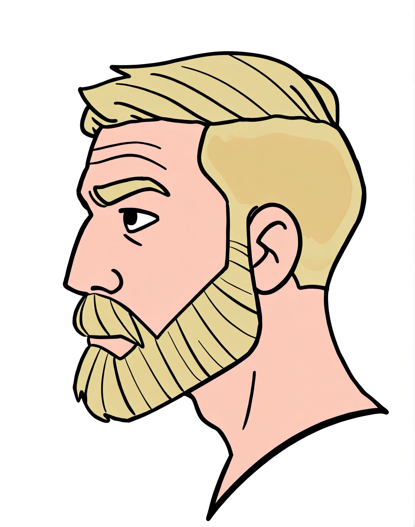 toon \(style\), 2d,
<lora:Wojak_style:1.1>Wojak style,
1boy,male focus,solo,profile, 
facial hair,blonde hair,
beard,portrait,
simple background,
short hair,full beard, 
white background,
wojak style,