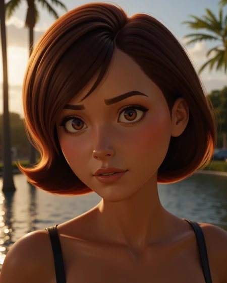 -looking at viewer, outdoors daylight
photorealistic image of <lora:Incredibles_-_Helen_Parr_v2-000030:1> i-helen a white woman with large breasts, short brown hair and brown eyes, Curious with raised eyebrows, slightly parted lips, and eyes fixated with intrigue.
Highest quality, best quality, masterpiece. The lighting is soft yet dramatic. The film grain adds a tactile, grainy texture, enhancing the dreamlike quality of the scene.