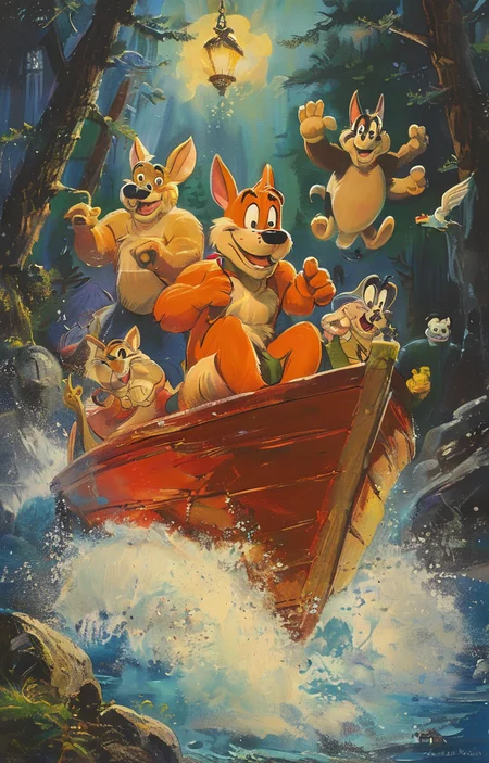 masterpiece,best quality,<lora:tbh285-sdxl:0.9>,illustration,style of Hanna-Barbera animals