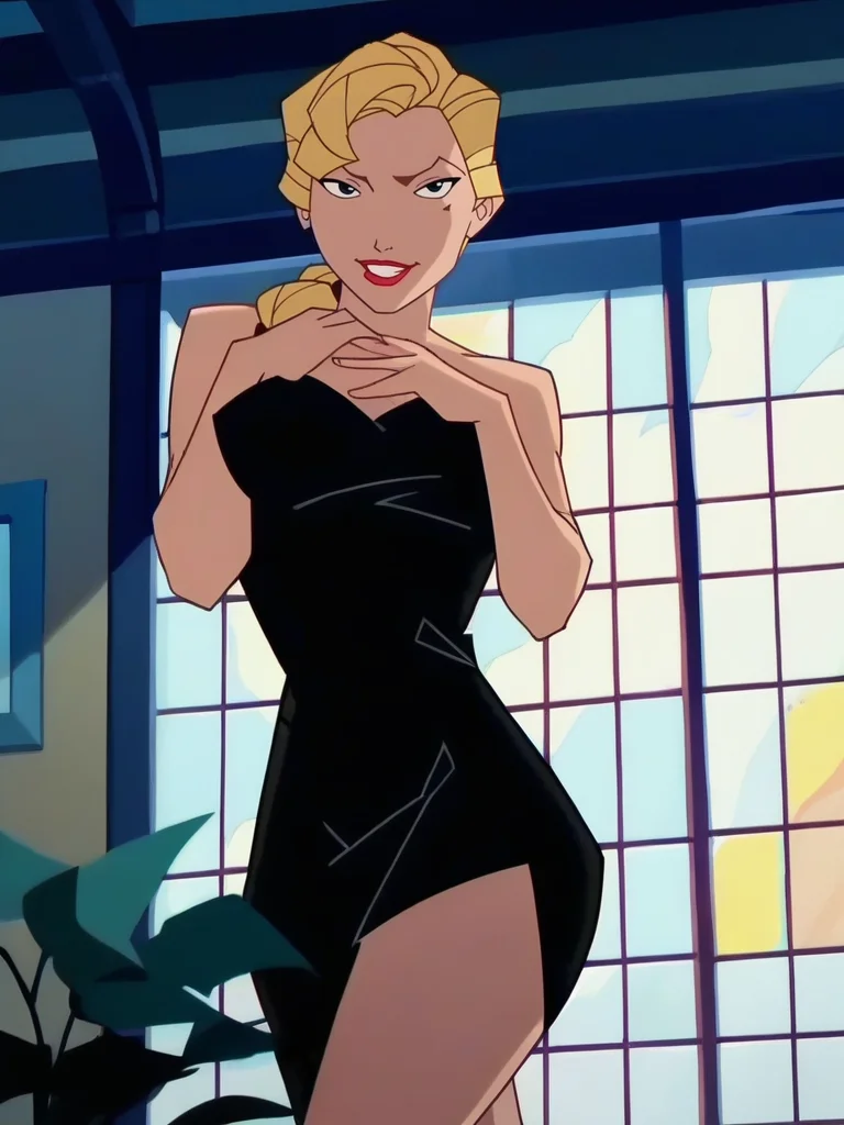 score_9, score_8_up, score_7_up, 1girl, elegant room, windows, night, detailed background, smile, looking at viewer, smile, cowboy shot, (dynamic pose:1.1), dynamic angle, sexy pose, from below,
<lora:HelgaSinclair_character:1>,HelgaXLP, blue eyes, blonde hair, single braid, mole under eye, lipstick, black dress, bare shoulders, anime screencap,
