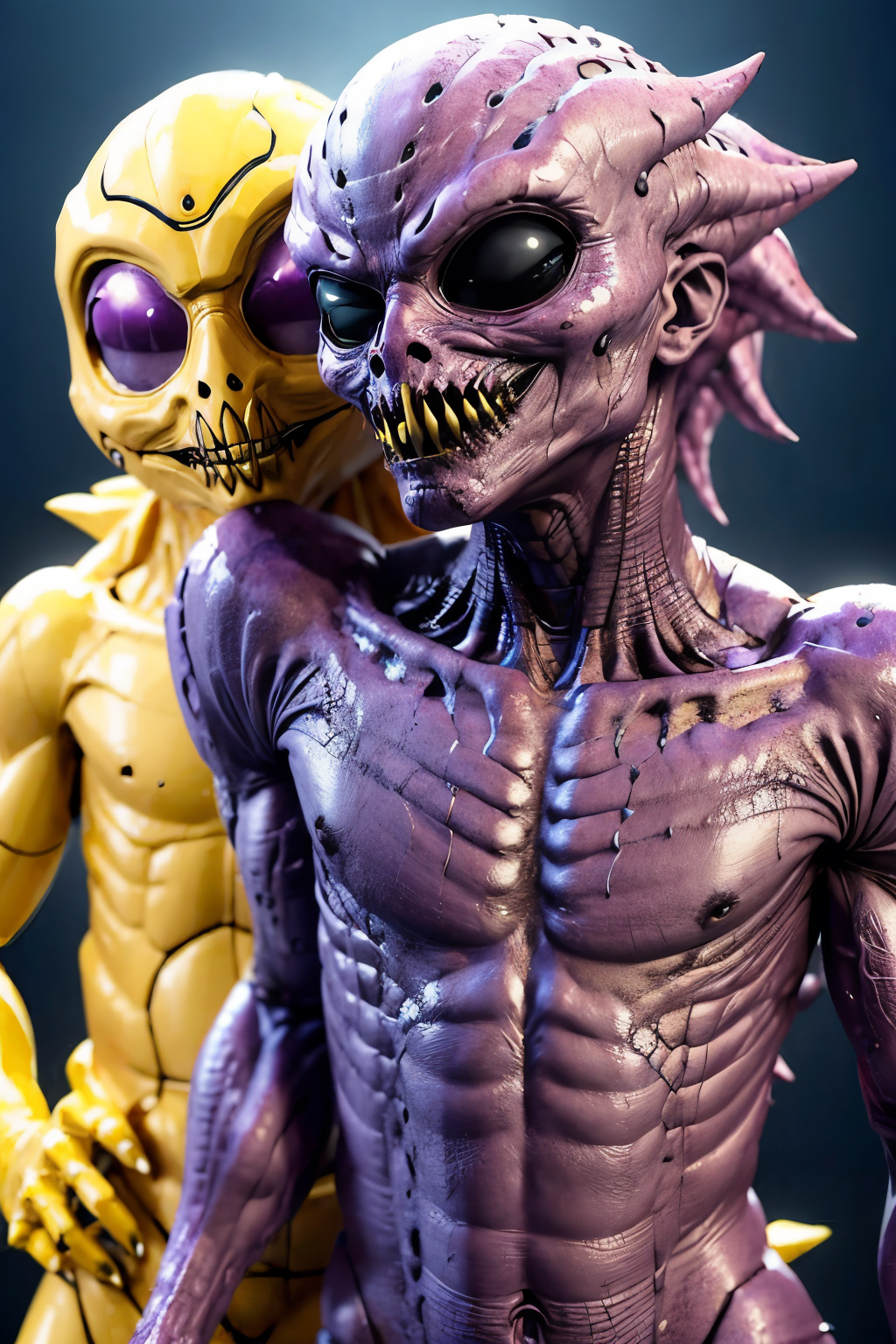 (Realisitc:1.5) Yellow and purple man monster, <lora:EdobMonsterMale2_v1.0:0.7>