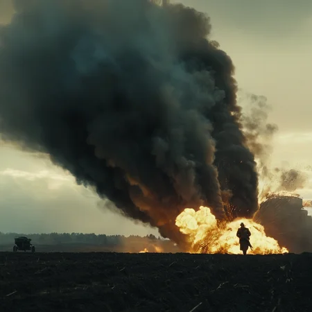 cinematic film still of  <lora:Battlefield ww1 style:1>
a large fireball is being blown by a large Airship flying in sky battlefield ww1 style,sky,cloud,military,no humans,fire,smoke,rain,aircraft,military vehicle,explosion,vehicle focus,spacecraft , war, war zone, battle, warrior, soldier, dark themed, cinematic, film look, world war 1, first world war, ww1, military, dramatic light, shallow depth of field, vignette, highly detailed, high budget, bokeh, cinemascope, moody, epic, gorgeous, film grain, grainy