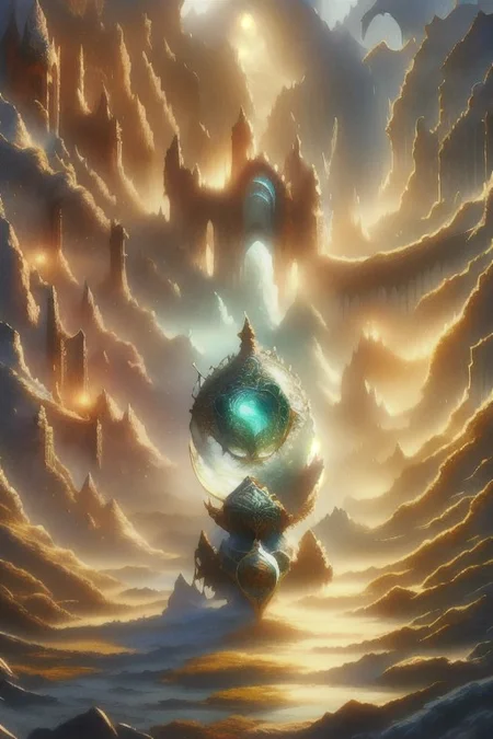 The Wizard’s Crystal Orb of Cellular Division
Concept: A wizard controls an orb that governs cellular division and growth. The orb, glowing with mystical light, symbolizes the biological process of mitosis and meiosis.
Fantasy Trope: A powerful wizard wielding an orb of immense power, connected to the science of cellular division.
Cells dividing reflected in a large crystal ball in the foreground
Background of fantasy ruins of castle and forest mountainscape
Crystal ball, transparent, orb, cell, nanotube, microbe, glowing, electron microscope photo, thin, glasswork, colorful, strange, interesting shape, glass, crystals, filaments, detailed, opaque, transparent, light pass through shell, ice, nuclear, polyp, division, split, cleave, divide, biology, illustration, painting, oil painting, frazetta, easley, gorgeous, highly detailed, high resolution, matte painting, masterpiece, vintage fantasy art, super detail, d&d, fantasy, vintage, 70s, 80s, layered cellular surface