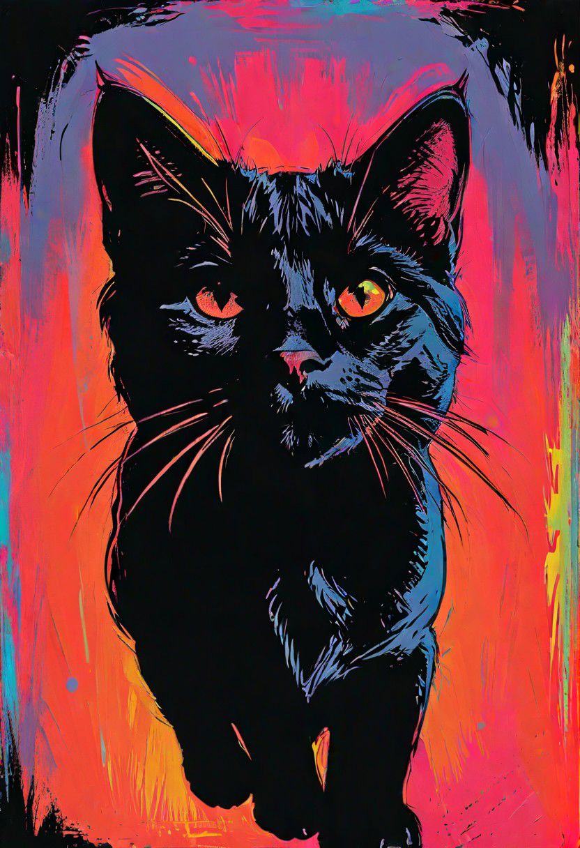 impactful color paint of, a Manx Cat, highly detailed, vibrant colors , 8k, sharp, professional, clear, high contrast, high saturated, , vivid deep blacks, crystal clear