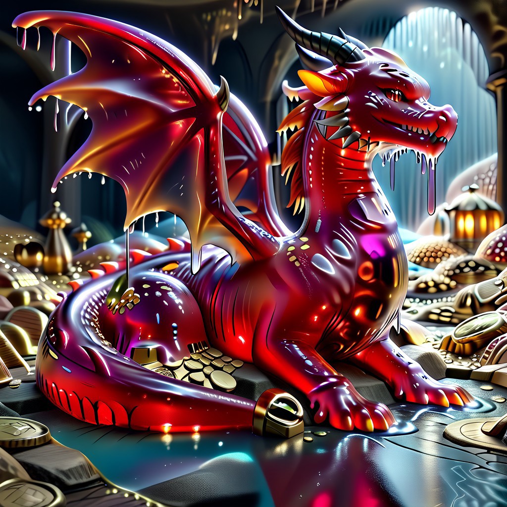 1dragon, highly detailed black  dragon, black dragon made out of slime, scaly black slime dragon, slime dragon with red eyes, black slime dragon laying in its hoard, black slime dragon with wings, dragon wings, detailed claws, detailed feet, detailed tail,
multi-colored gems made out of slime, in a room of treasure made out of slime, tiny gold coins and bars made out of slime, piles of tiny coins, piles of tiny gold slime coins, piles of gold slime, tiny gold slime coins, only tiny coins, translucent slime coins, 
treasure-room, treasure, gemstone, coins, gold bars, gold pile, 
everything made of slime, No simple background,
((translucent slime)), ((transparent slime)), (bioluminescent slime), sl1m3, slime, ais-blmn, watce, je11y, thickwater, great lighting, ral-lava, even lighting, no bright spots, saturated colors,