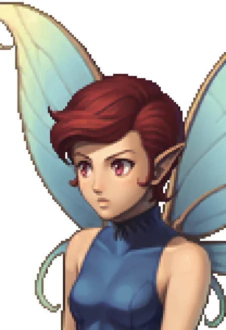 score_9, score_8_up, score_7_up, source_anime, BREAK 1girl, <lora:zs_FEDSPortraitsXL:1> fedsportraits, portrait, white background, <lora:PixieSMT-pdxl:1> pixieSMT, short hair, pointy ears, blue leotard, fairy wings