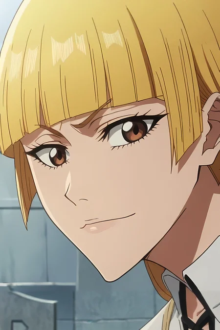 score_9, score_8_up, score_7_up, source_anime, anime screencap, rating_safe, intricate details, looking at viewer, , 1girl, brown eyes, yellow hair, blunt bangs, ,, solo, close-up, cemetery, midnight, standing on one leg, happy, <lora:bleach_tybw_style_pony:1.02>, bleach_tybw_style, , <lora:sdxl_lightning_8step_lora:1>