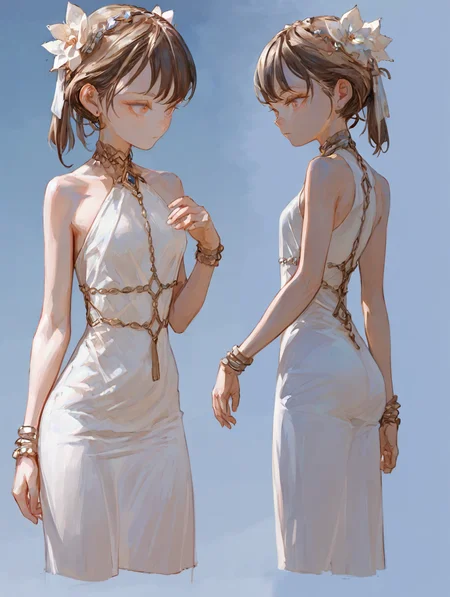 (score_9,score_8_up,score_7_up),high quality,best quality,Highly detailed,highres,1girl,1girl,<lora:FKEY_XL:0.8>,Zen style, minimalist clothing, natural fabrics, neutral colors, clean lines, understated accessories, relaxed silhouettes, mindfulness-inspired fashion,multiple views