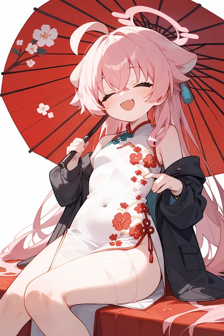 (score_9,score_8_up,score_7_up),<lora:hoshino (blue archive)-v1:1>,hoshino (blue archive),1girl,umbrella,solo,china dress,pink hair,chinese clothes,halo,long hair,ahoge,fang,closed eyes,dress,oil-paper umbrella,holding umbrella,holding,jacket,smile,blush,hair between eyes,white background,open mouth,skin fang,simple background,bangs,floral print,sleeveless,very long hair,small breasts,black jacket,white dress,alternate costume,sleeveless dress,
good feet,anime,NSFW,expressive,amazing quality,ultra hd 32k,