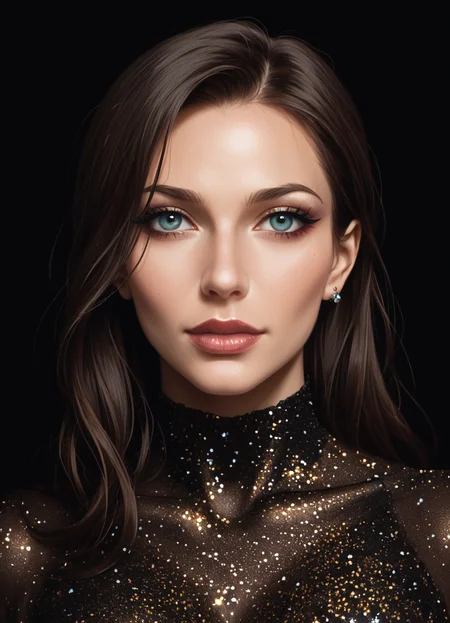 woman, glitterstyle, dark background,
<lora:GlitterStyle_pony:0.4>
