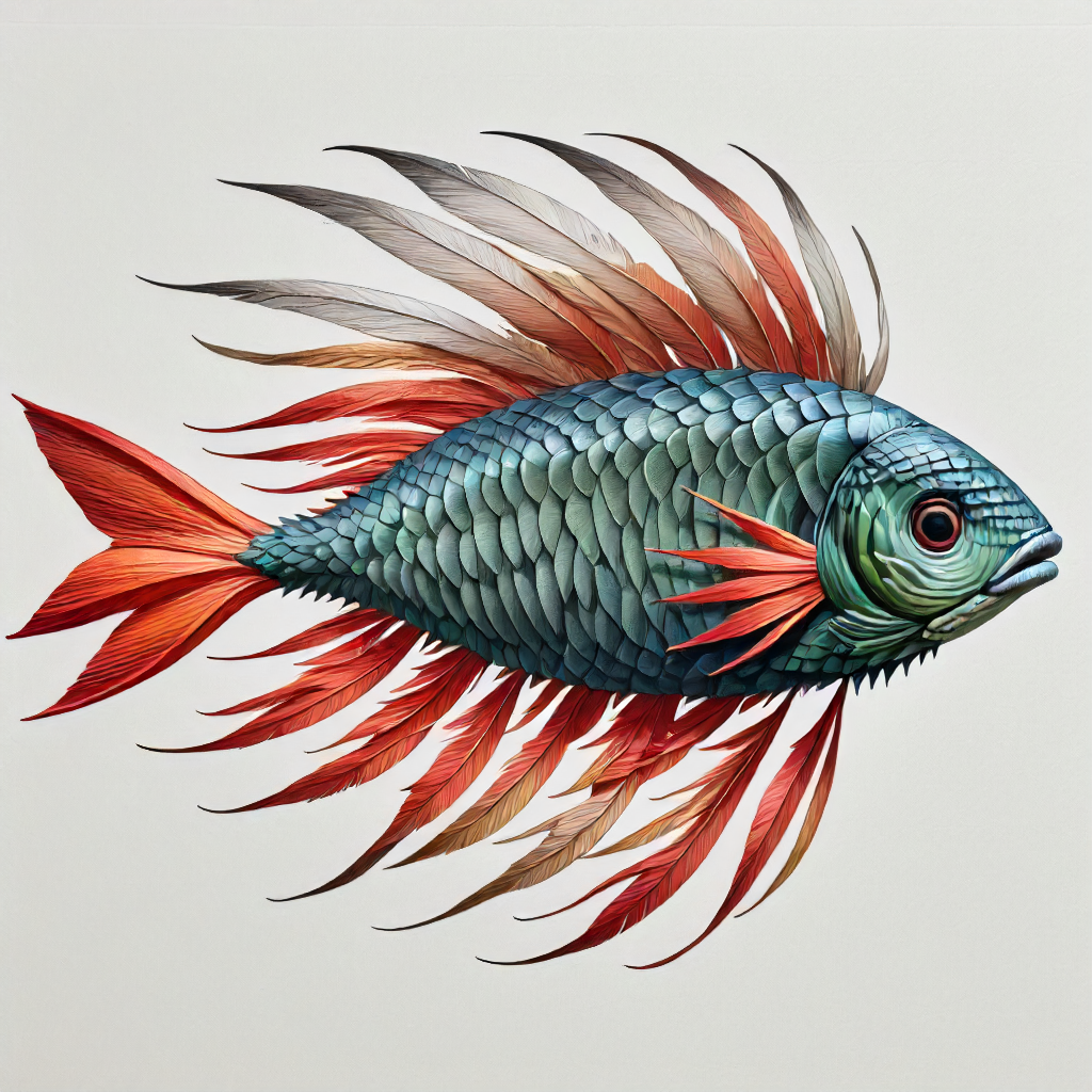 highest quality, fish made of feathers <lora:Feathers:1>