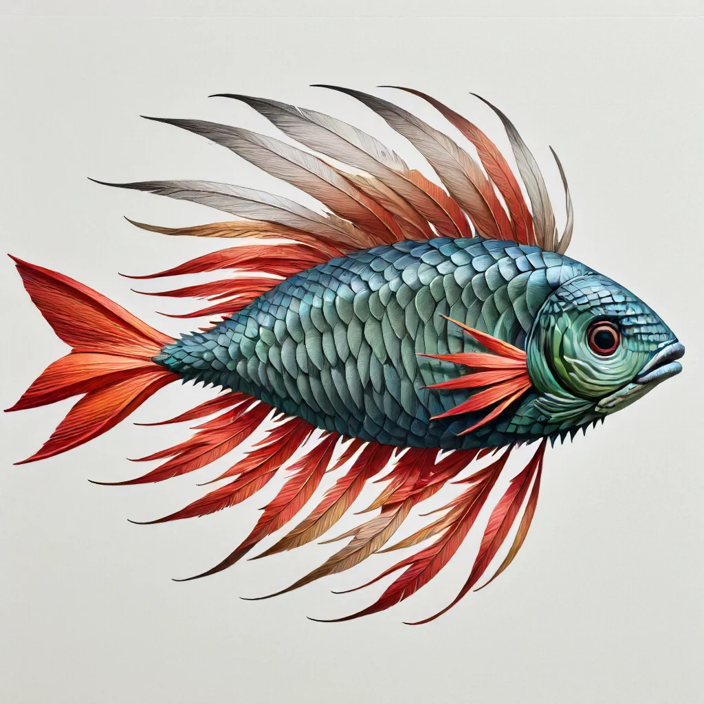 highest quality, fish made of feathers <lora:Feathers:1>