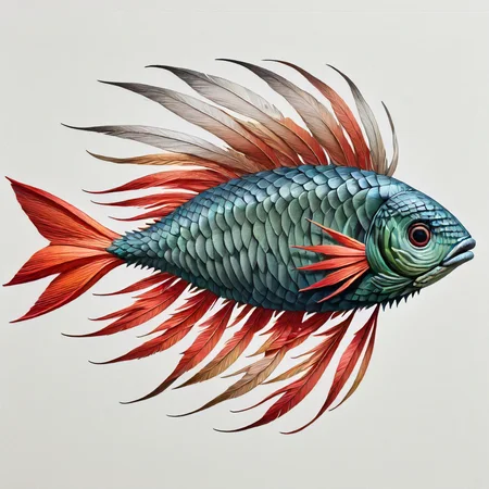 highest quality, fish made of feathers <lora:Feathers:1>