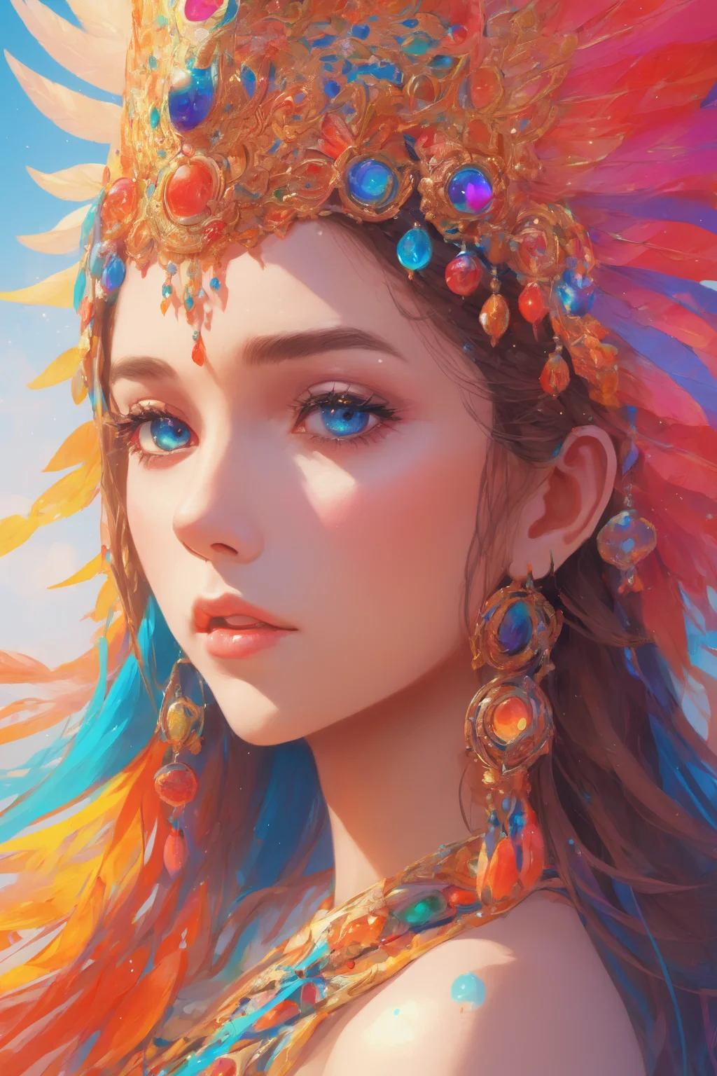 Close-up, 1girl, goddess, vivid, colorful