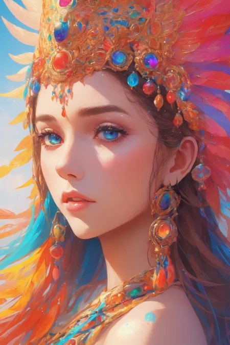 Close-up, 1girl, goddess, vivid, colorful