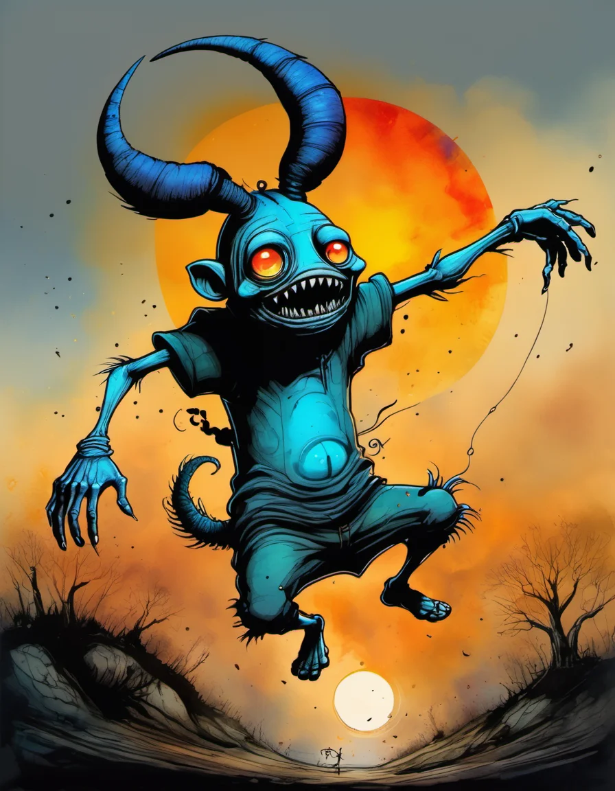 vector cartoon illustration of a creature trying to catch the sun. a narrative haunting dreamlike watercolor and ink painting with lots of details, moving, emotional, connecting, balanced composition by Esao Andrews, vibrant colors, masterpiece, award winning, HQ <lora:Vector cartoon illustration-000008:1>