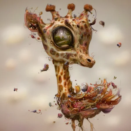 <lora:SDXL_Style_by_Naoto_Hattori_Sa_May_V4:1> Style by Naoto Hattori a giraffe