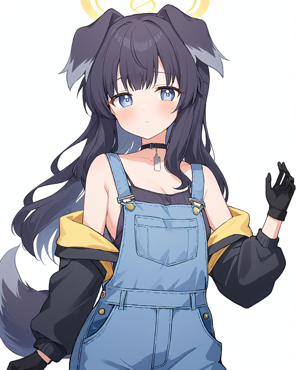 hibiki \(blue archive\),1girl, solo, dog_tail, halo, dog_girl, white_background, overalls, simple_background, black_gloves, off_shoulder, breasts, bare_shoulders, blush, cowboy_shot, shirt, striped, long_sleeves, closed_mouth, black_choker
<lora:hibiki_(blue_archive)_image2819_2023-11-27:1>halo. gorgeous,key visual, vibrant, studio anime,award-winning, professional, highly detailed,high budget, cinemascope